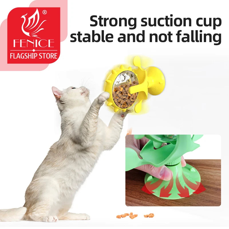 Feeding Device Pet Windmill Turntable Food Leaking Dispenser Cat Fun Slow Food Toy Rotating Interactive Toy