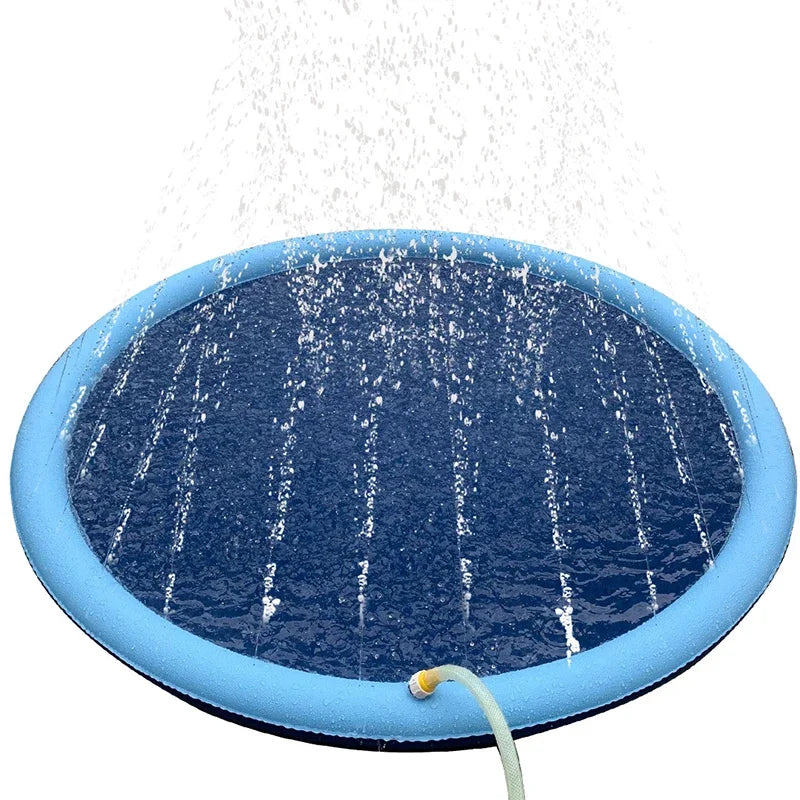 150/170Cm Summer Pet Swimming Pool Inflatable Water Sprinkler Pad Play Cooling Mat Outdoor Interactive Fountain Toy for Dogs