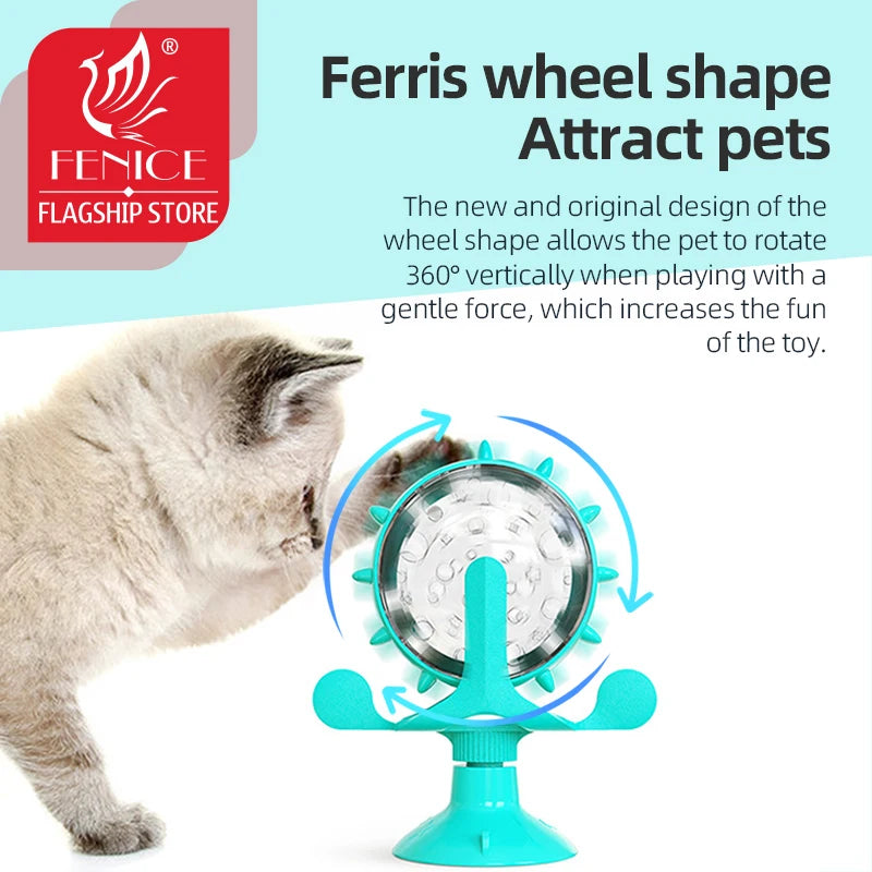 Feeding Device Pet Windmill Turntable Food Leaking Dispenser Cat Fun Slow Food Toy Rotating Interactive Toy