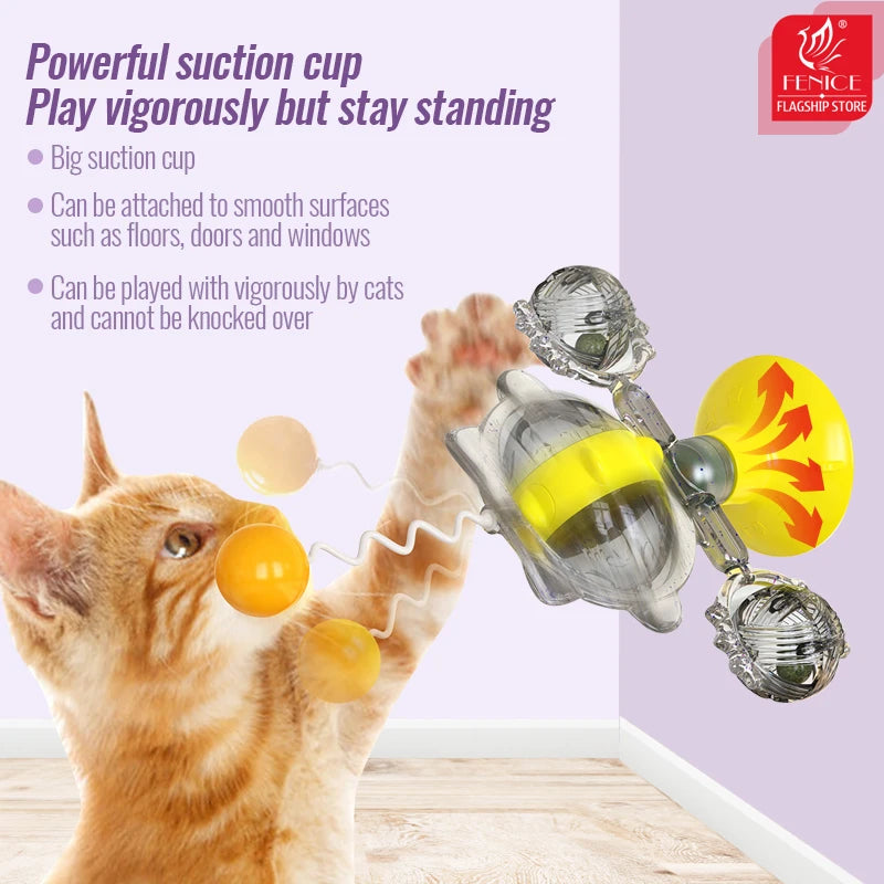 Feeding Device Pet Windmill Turntable Food Leaking Dispenser Cat Fun Slow Food Toy Rotating Interactive Toy