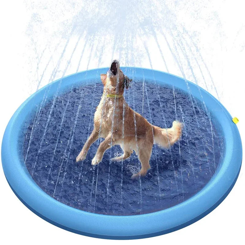 150/170Cm Summer Pet Swimming Pool Inflatable Water Sprinkler Pad Play Cooling Mat Outdoor Interactive Fountain Toy for Dogs