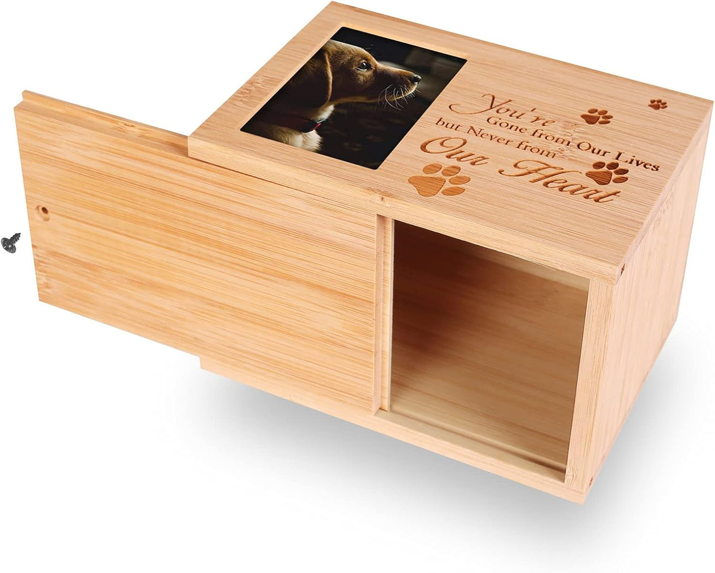 Cremation Urns for Ashes,Burly Wood Keepsake Urns for Dogs Ashes,Pet Memorial Keepsake Urns,Wood Urn,Photo Box Pet Cremation Urn