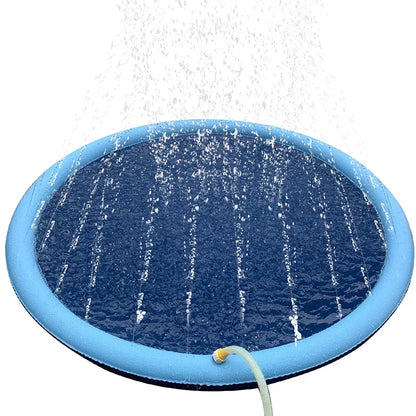150/170Cm Summer Pet Swimming Pool Inflatable Water Sprinkler Pad Play Cooling Mat Outdoor Interactive Fountain Toy for Dogs