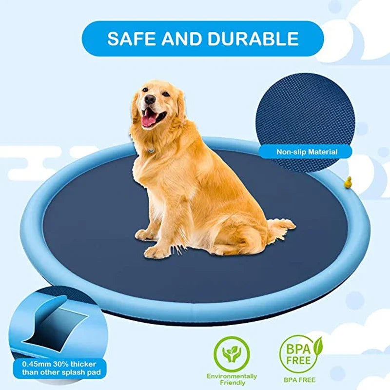 150/170Cm Summer Pet Swimming Pool Inflatable Water Sprinkler Pad Play Cooling Mat Outdoor Interactive Fountain Toy for Dogs